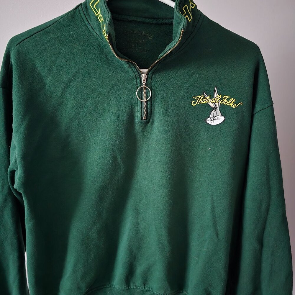 LOONEY TUNES WOMENS HALF ZIP SWEATSHIRT- (SMALL)